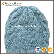 fashion hand knitting cashmere cable beanie hat